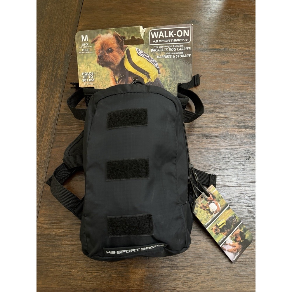 New K9 Sport Sack Walk-On Dog Carrier Backpack Storage Harness Black Medium